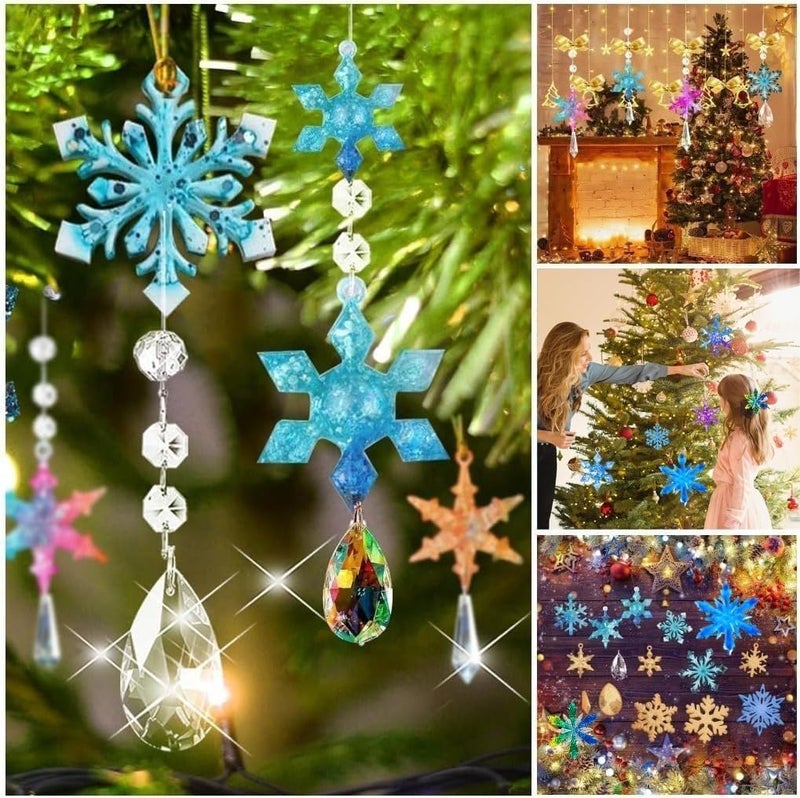 Elinka Snowflake Silicone Resin Molds,9 Pcs Snowflake Resin Casting Molds,Christmas Ornament Resin Molds DIY Resin Crafts Jewelry Pendant Xmas Gift Home Decoration - Image 3